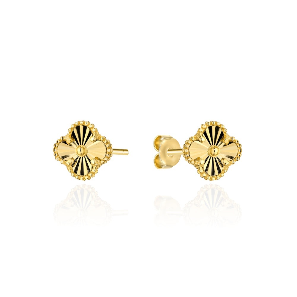 Cercei Aur 14K Trifoi Diamantat 4mm (Greutate: 0.88)