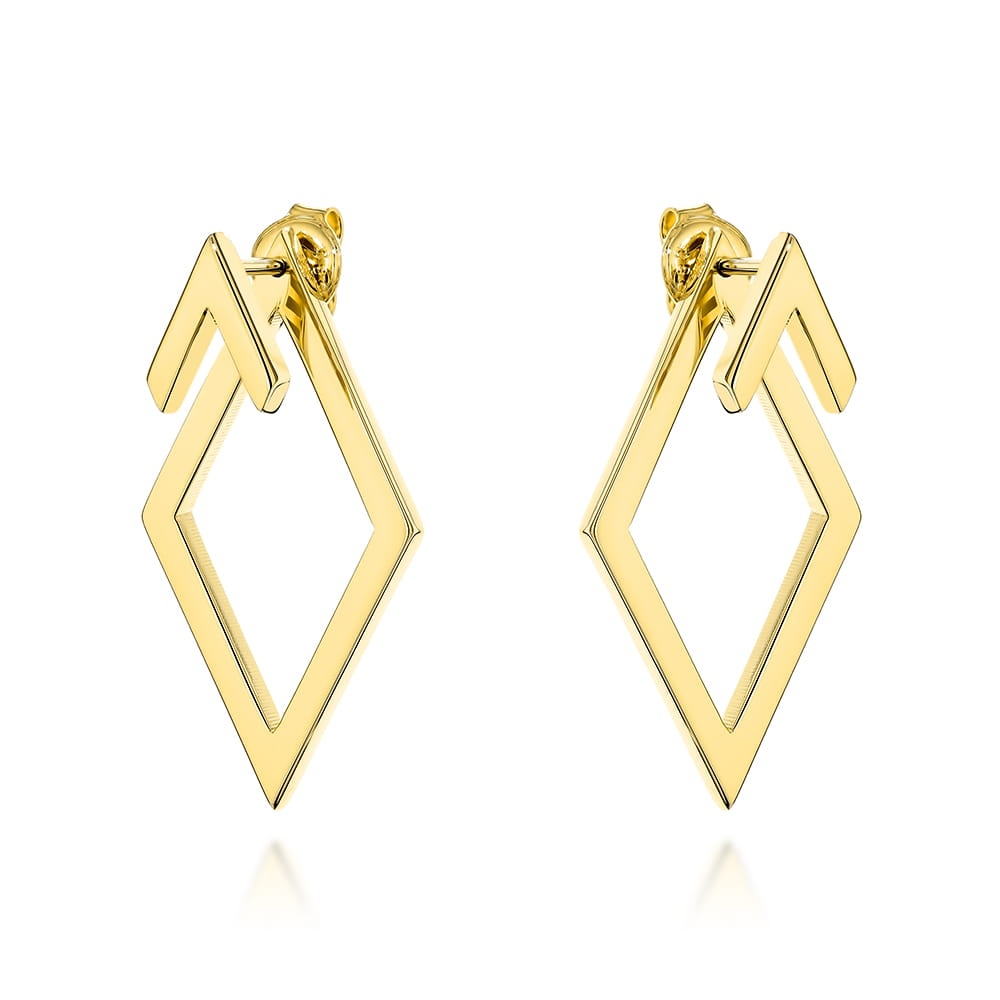 Cercei Aur Galben 14K Rombi Tridimensionali (Greutate: 3.25)