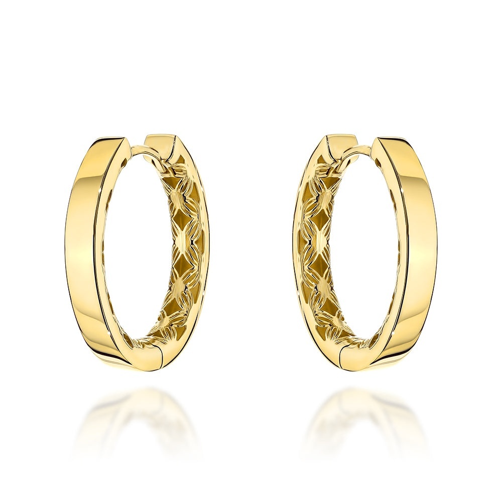 Cercei Creole Aur 14K Rotunzi cu Detalii Ajourate - Eleganță Clasic (Greutate: 2.95)