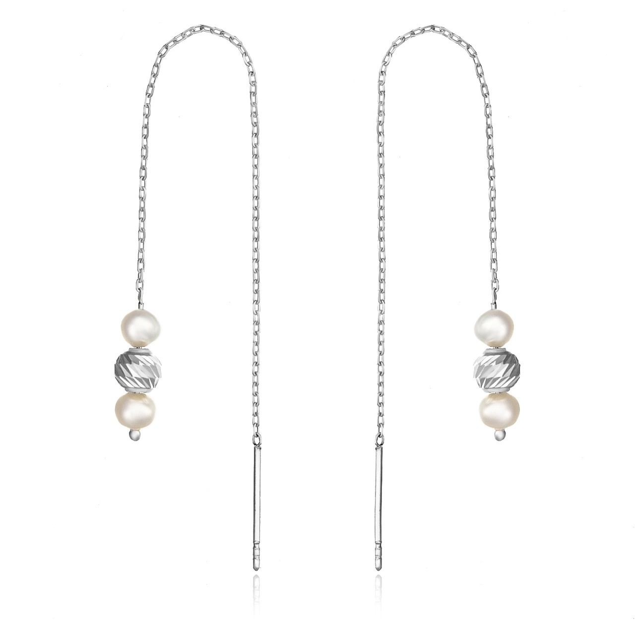 Cercei Long Pearls din Argint 925 cu lănțișor