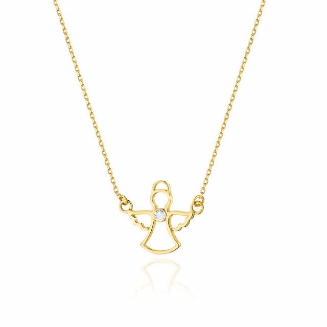 Colier Aur 14K cu Diamant Natural 0.01 ct (Varianta: Default Title / Galben)