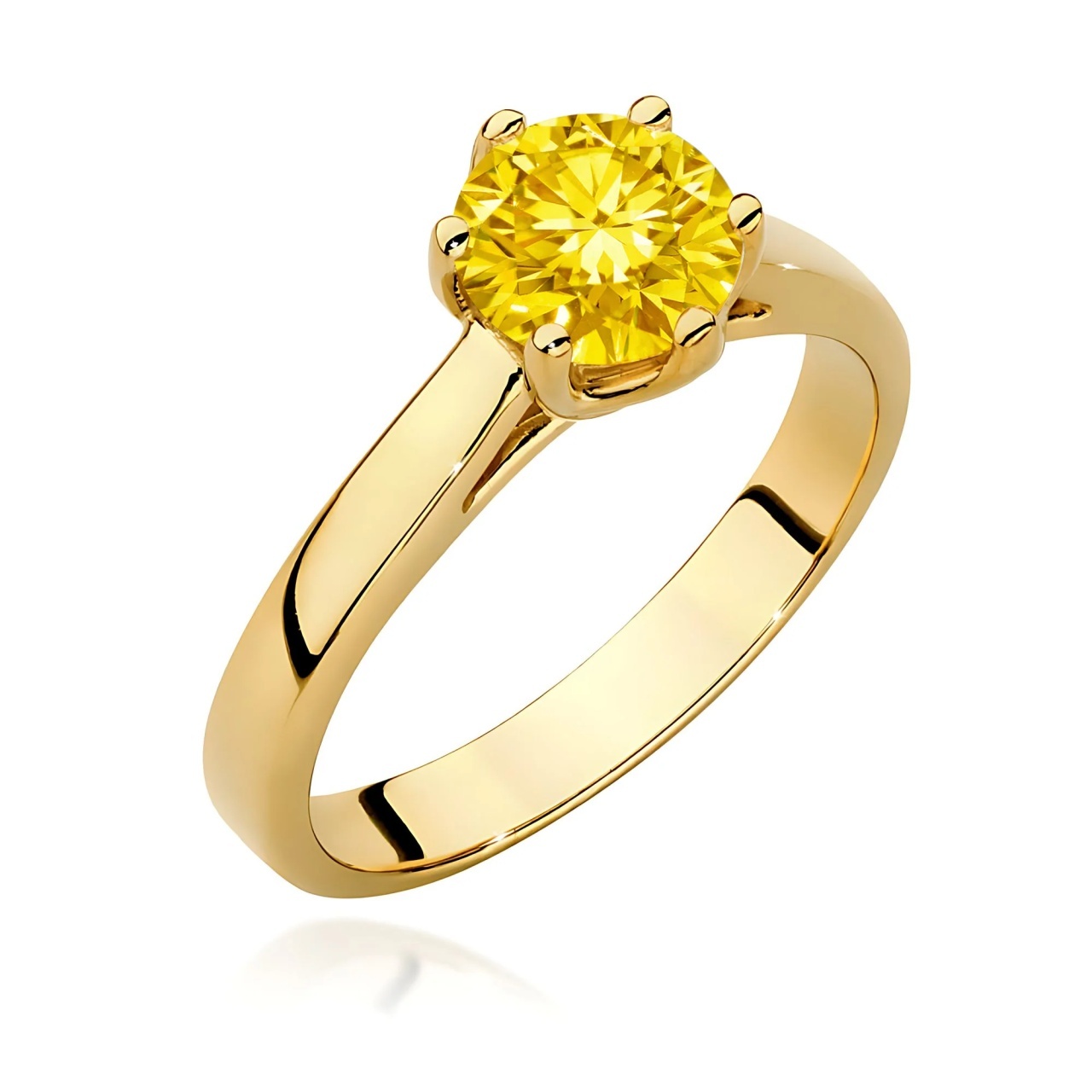 Inel Aur 14K cu Diamant Galben de Laborator 1.00 ct (Varianta: Galben)