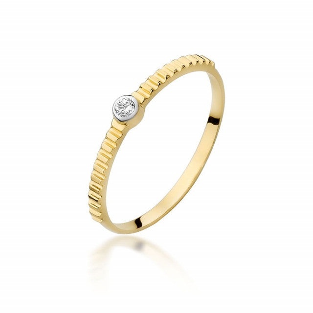 Inel Aur 14K cu Diamant Natural 0.04 ct (Varianta: Galben)