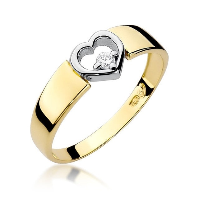 Inel Aur 14K cu Diamant Natural 0.04 ct (Varianta: Galben)