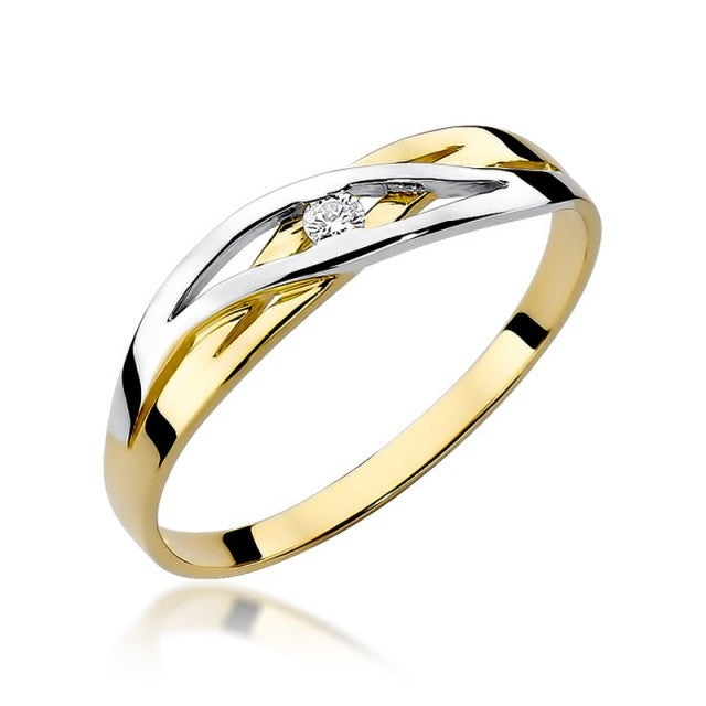 Inel Aur 14K cu Diamant Natural 0.05 ct (Varianta: Galben)