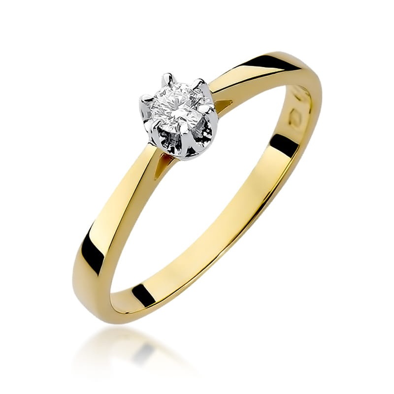 Inel Aur 14K cu Diamant Natural 0.12 ct (Varianta: Galben)