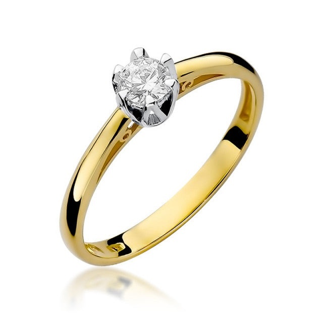 Inel Aur 14K cu Diamant Natural 0.15 ct (Varianta: Galben)