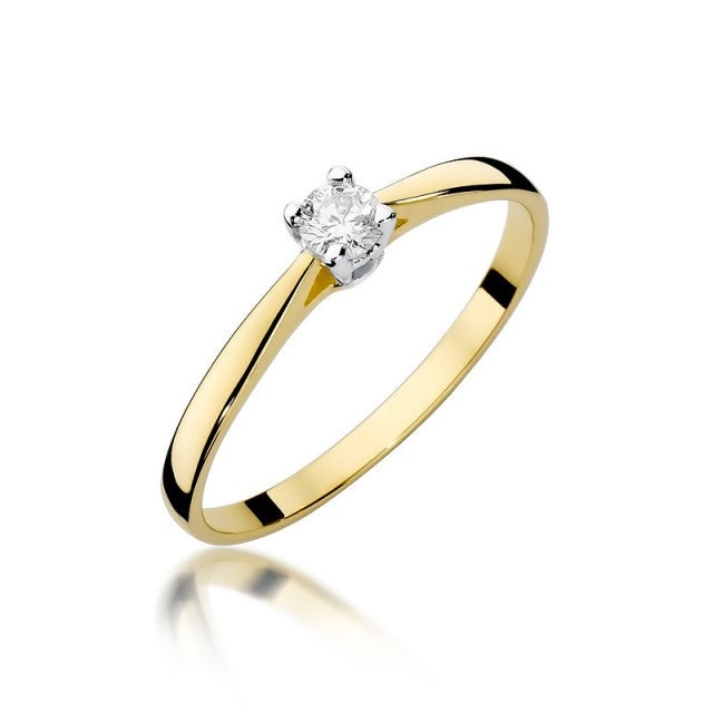 Inel Aur 14K cu Diamant Natural 0.15 ct (Varianta: Galben)