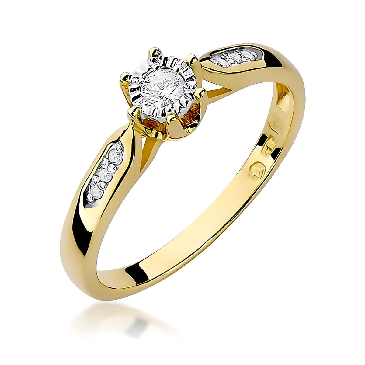 Inel Aur 14K cu Diamante de Laborator 0.13 ct (Varianta: Galben)