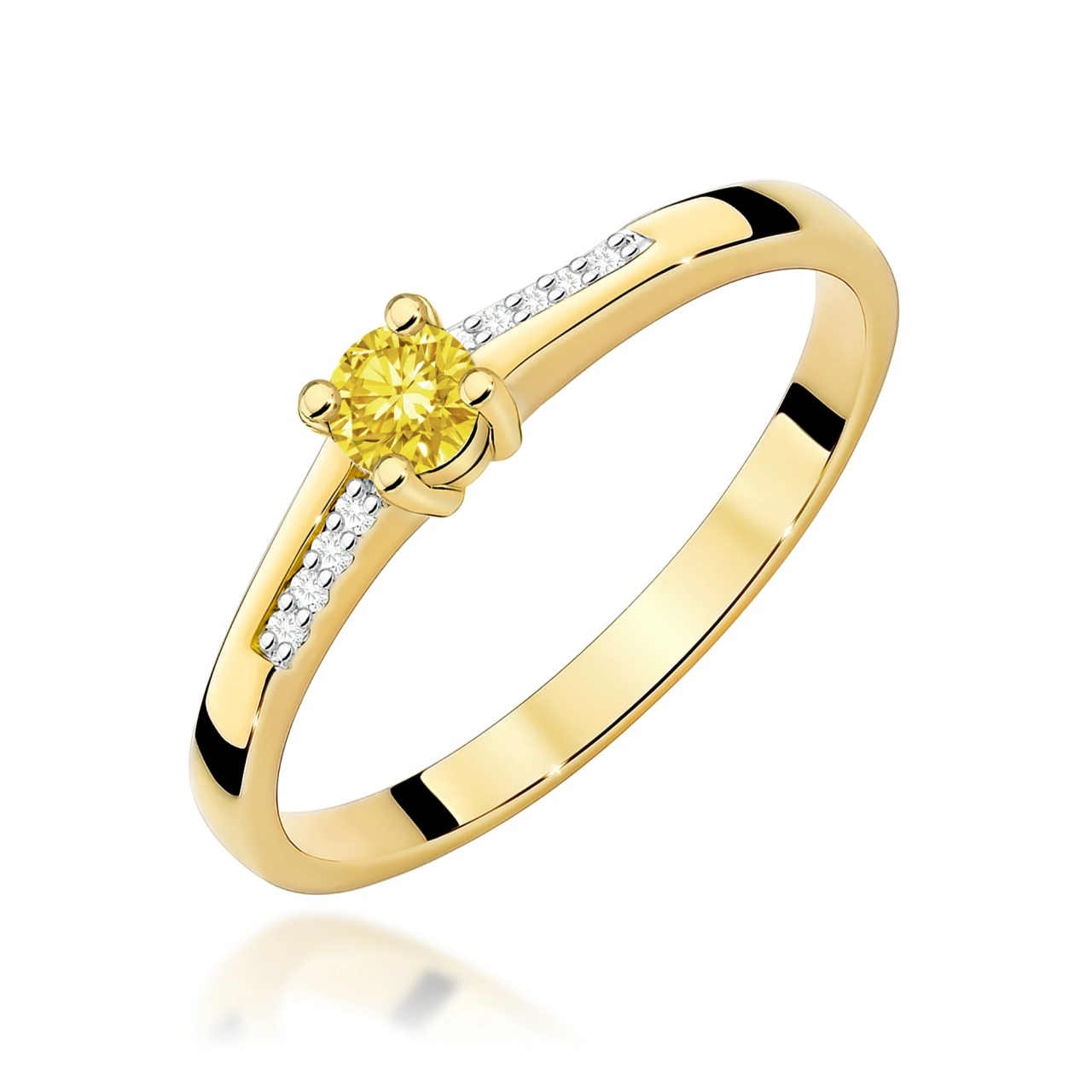 Inel Aur 14K cu Diamante Galbene de Laborator 0.19 ct (Varianta: Galben)
