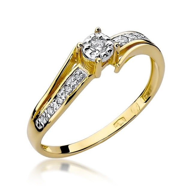 Inel Aur 14K cu Diamante Naturale 0.10 ct (Varianta: Galben)