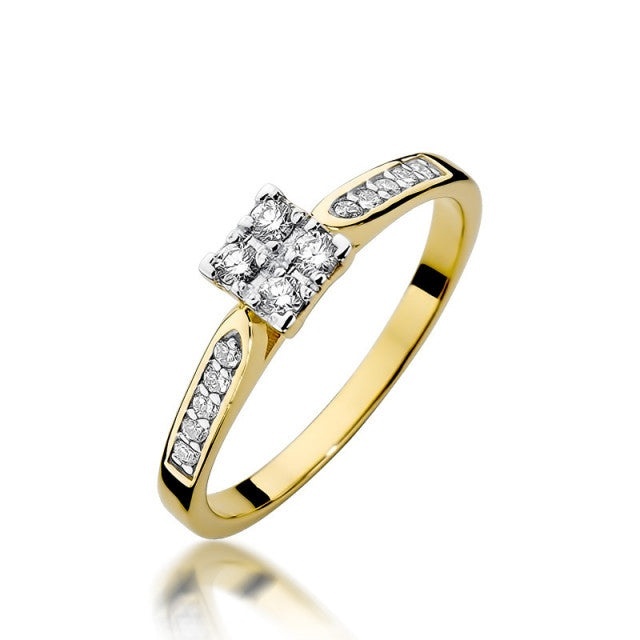 Inel Aur 14K cu Diamante Naturale 0.17 ct (Varianta: Galben)