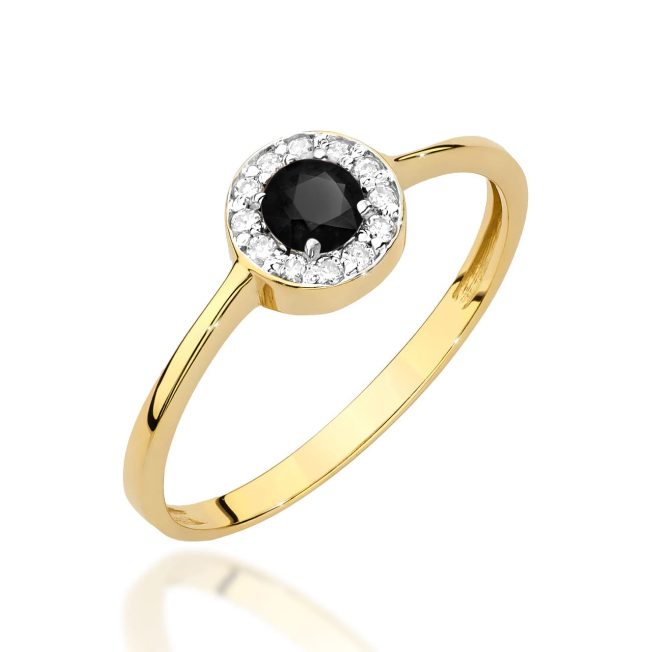 Inel Aur 14K cu Diamante Naturale Albe si Negre 0.40 ct (Varianta: Galben)