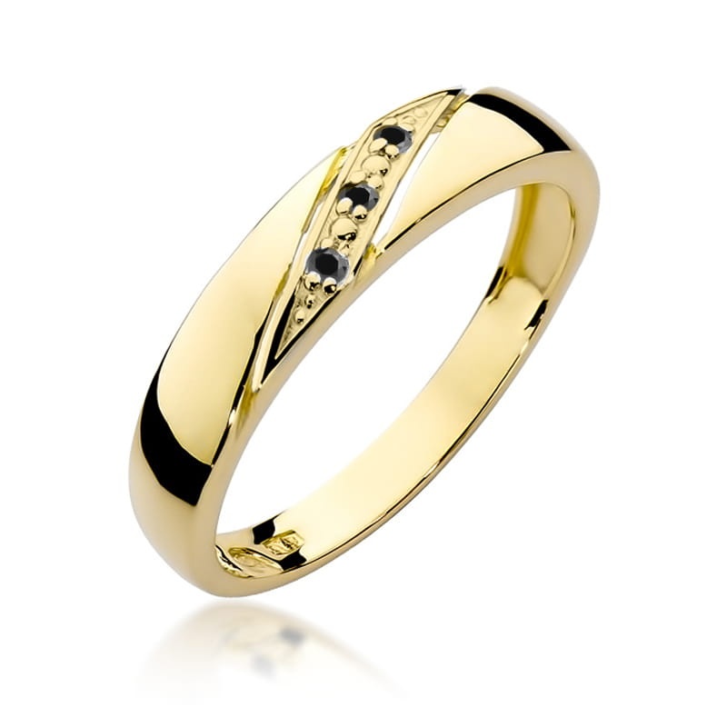 Inel Aur 14K cu Diamante Naturale Negre 0.01 ct (Varianta: Galben)