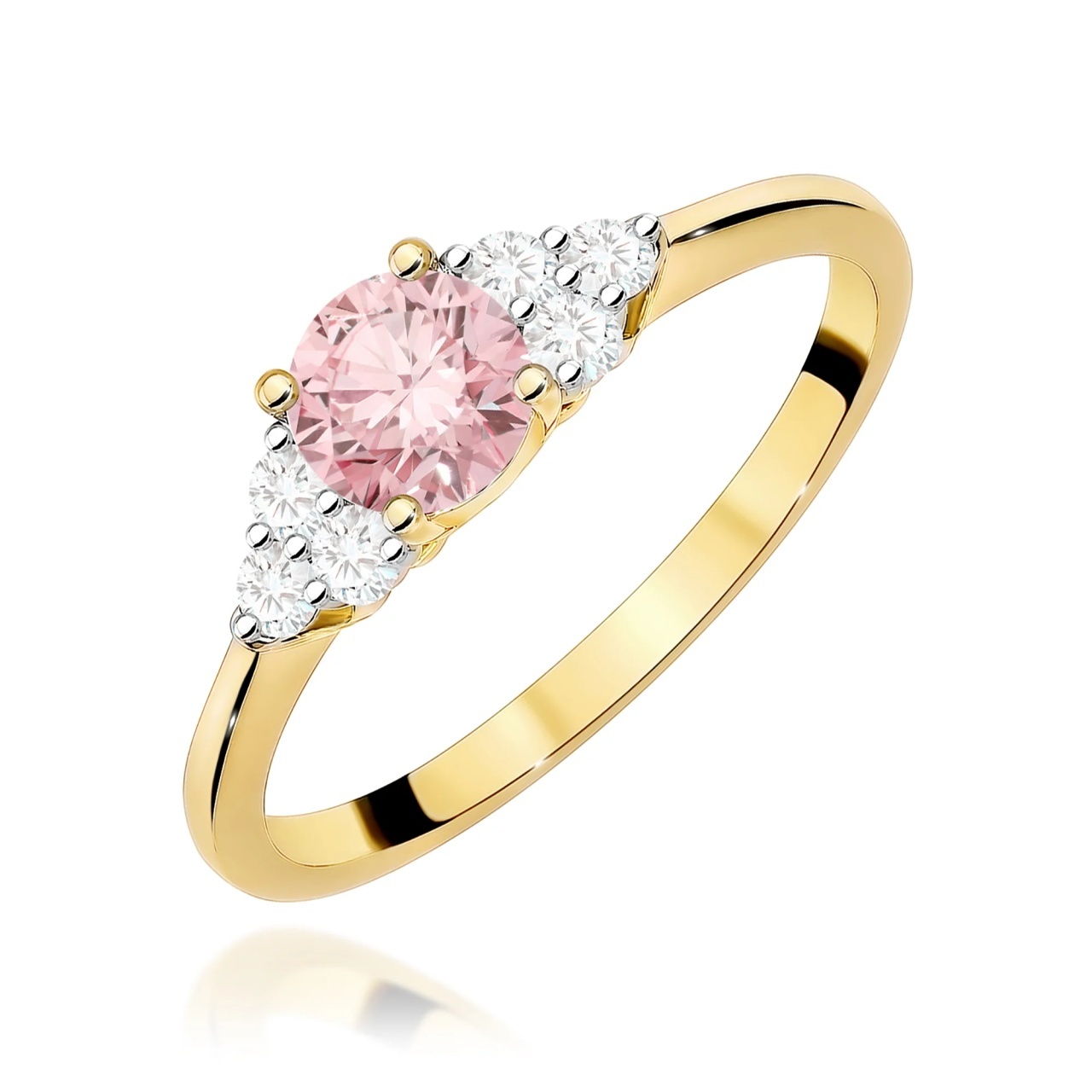 Inel Aur 14K cu Diamante Roz de Laborator 0.68 ct (Varianta: Galben)