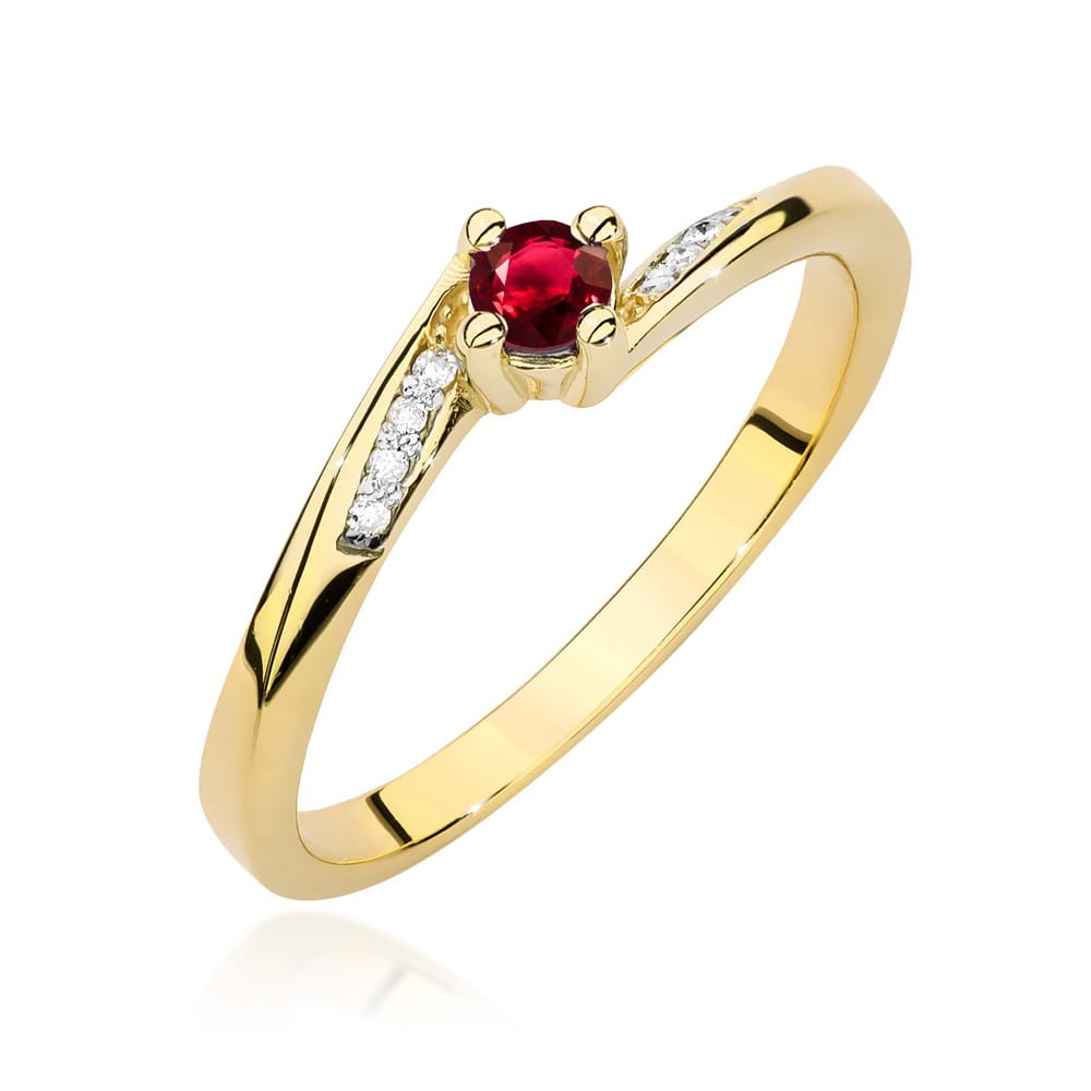 Inel Aur 14K cu Rubin 0.15 ct si Diamante Naturale 0.04 ct (Varianta: Galben)