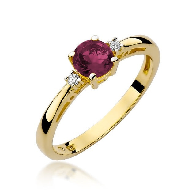 Inel Aur 14K cu Rubin 0.60 ct si Diamante Naturale 0.03 ct (Varianta: Galben)