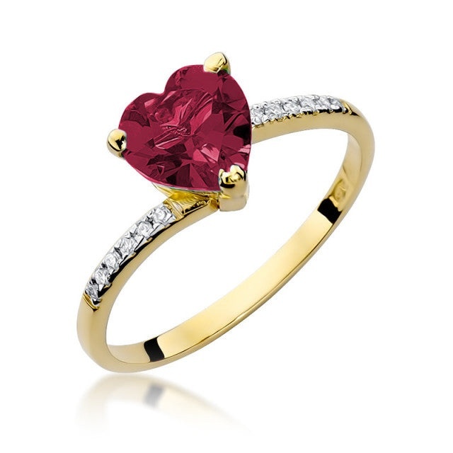 Inel Aur 14K cu Rubin 1.70 ct si Diamante Naturale 0.06 ct (Varianta: Galben)