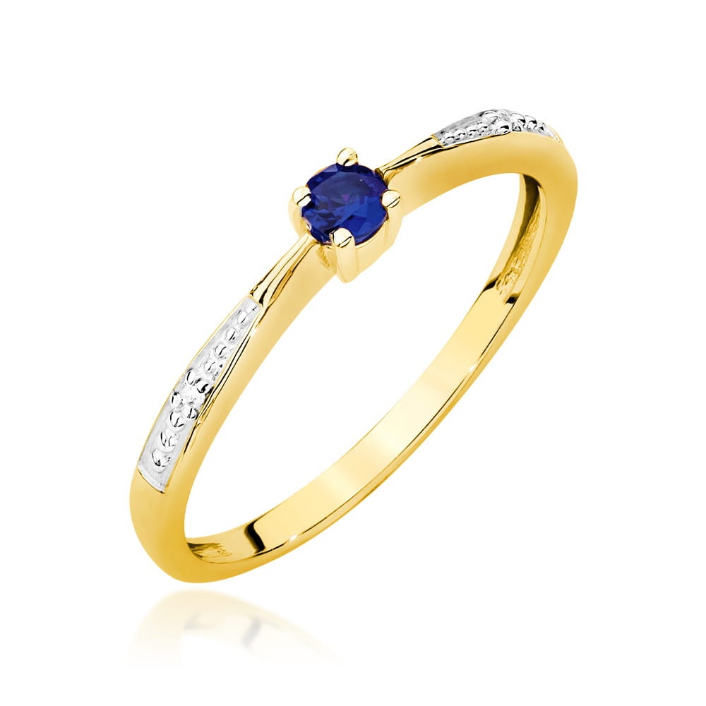 Inel Aur 14K cu Safir 0.15 ct si Diamante Naturale 0.01 ct (Varianta: Galben)