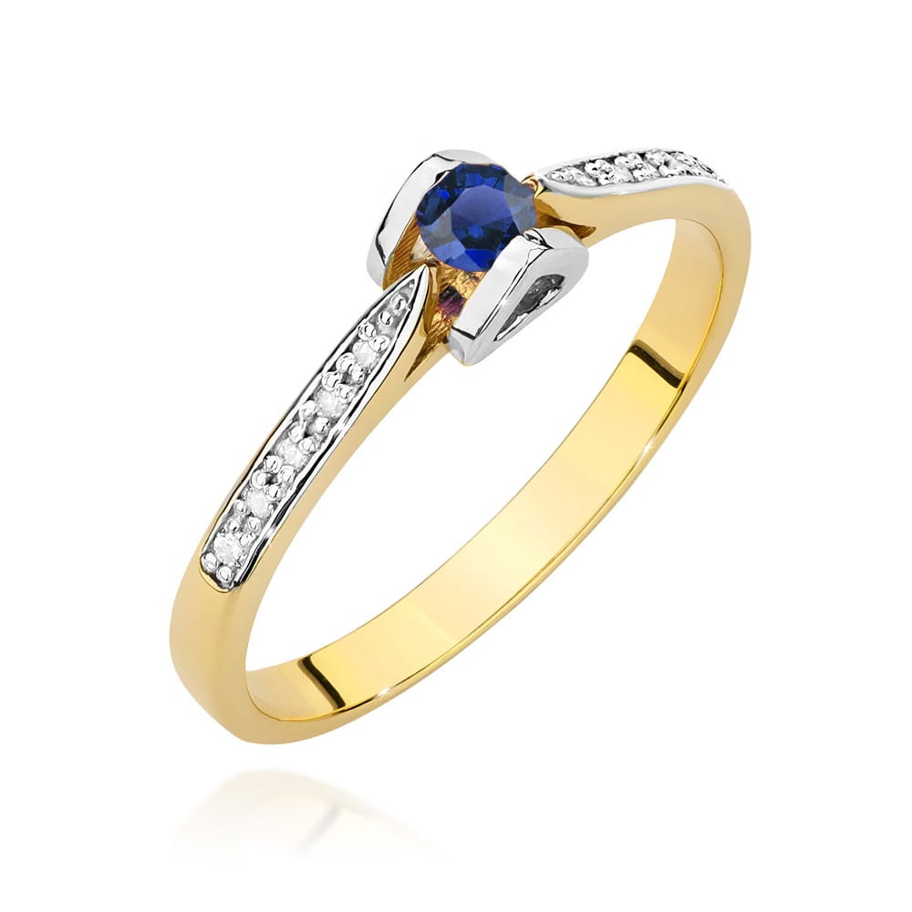 Inel Aur 14K cu Safir 0.15 ct si Diamante Naturale 0.05 ct (Varianta: Galben)