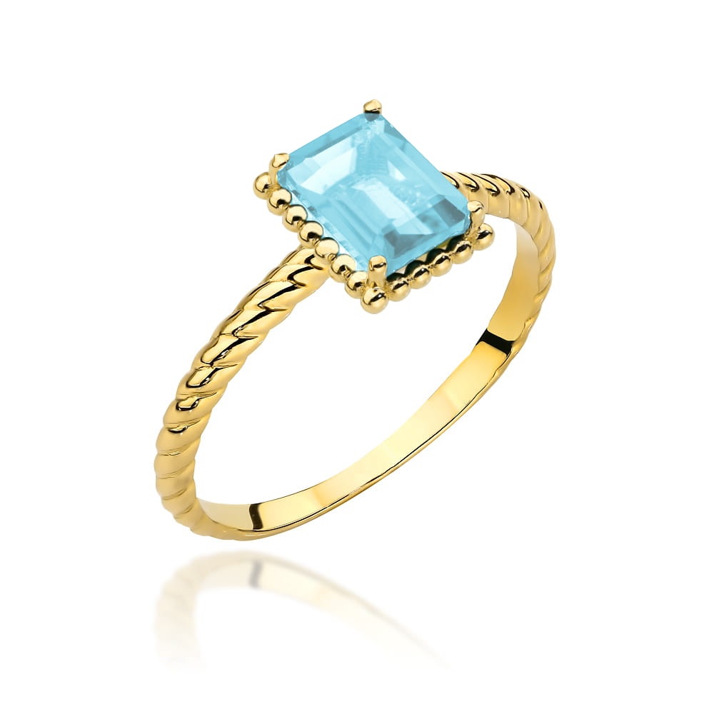 Inel Aur 14K Cu Topaz Natural Colecția Colorful Stone (Greutate: 1.99, Măsură: 11)