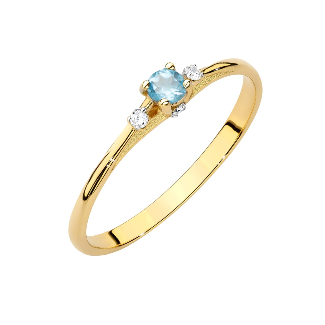 Inel Aur 14K cu Topaz Swiss 0.15 ct si Diamante Naturale 0.05 ct (Varianta: Galben)
