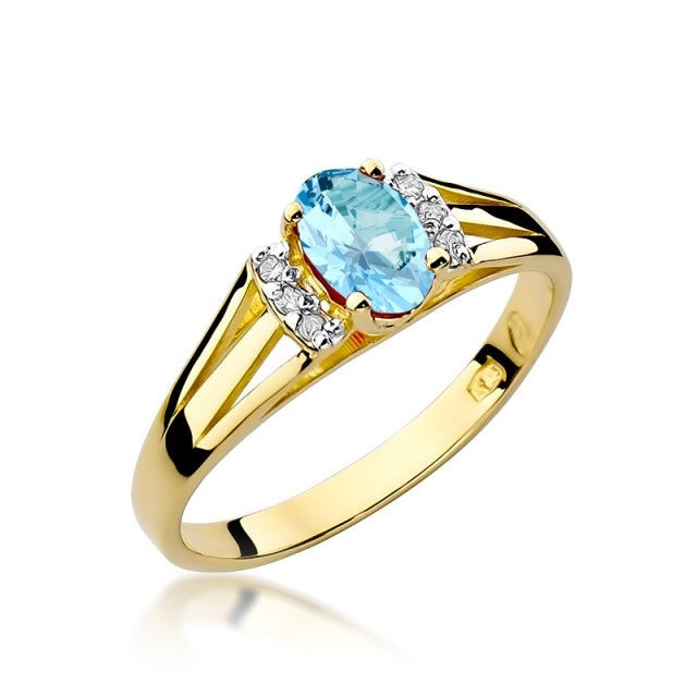 Inel Aur 14K cu Topaz Swiss 0.50 ct si Diamante Naturale 0.05 ct (Varianta: Roz)