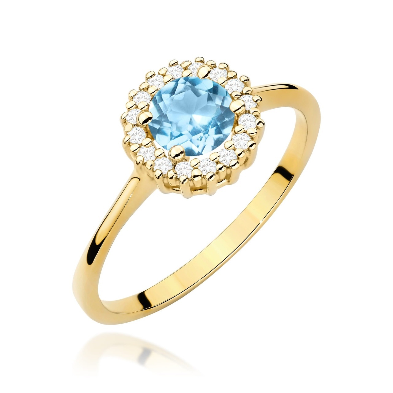 Inel Aur 14K cu Topaz Swiss 0.50 ct si Diamante Naturale 0.14 ct (Varianta: Galben)