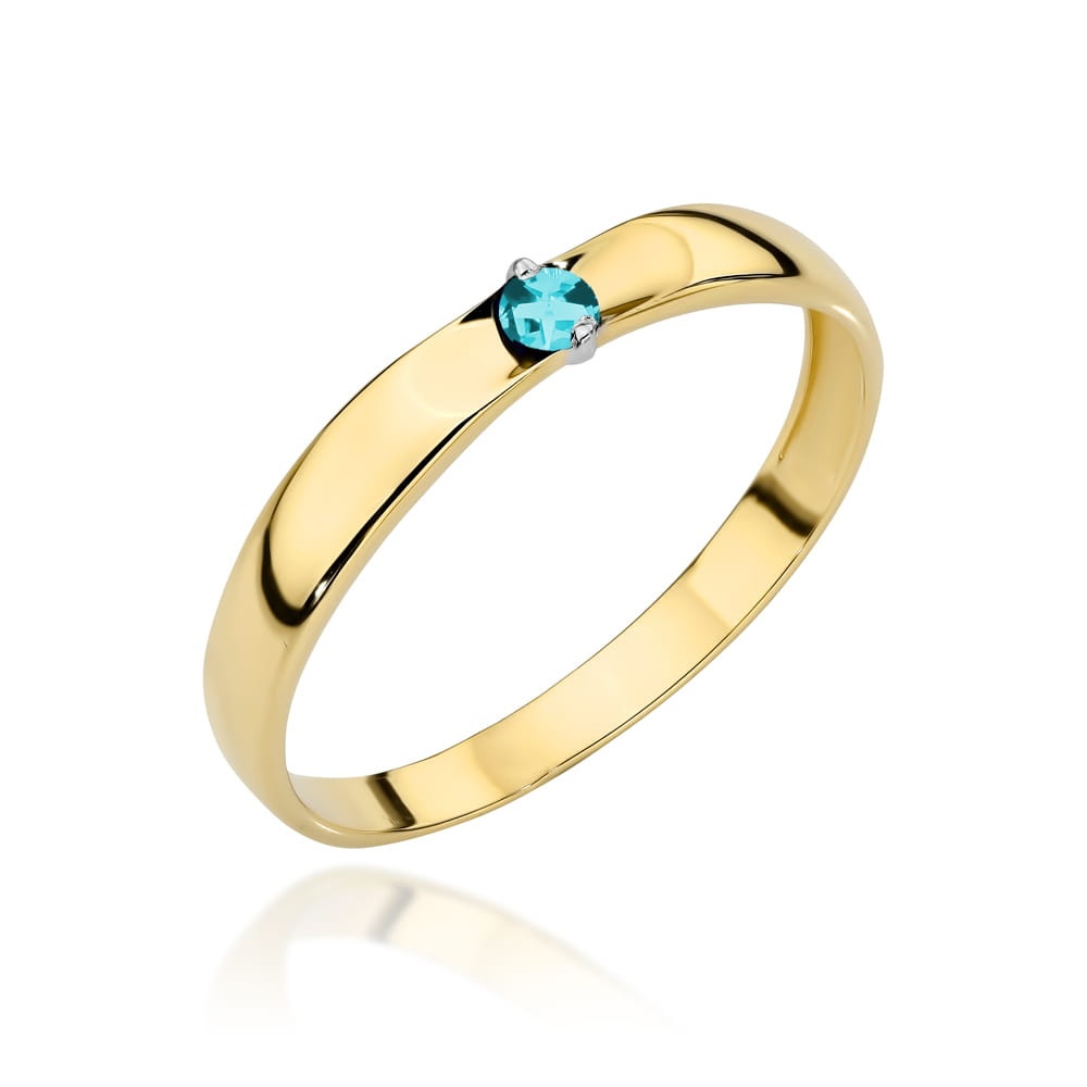 Inel Aur 14k cu Zircon Albastru (Greutate: 1.29, Măsură: 11)