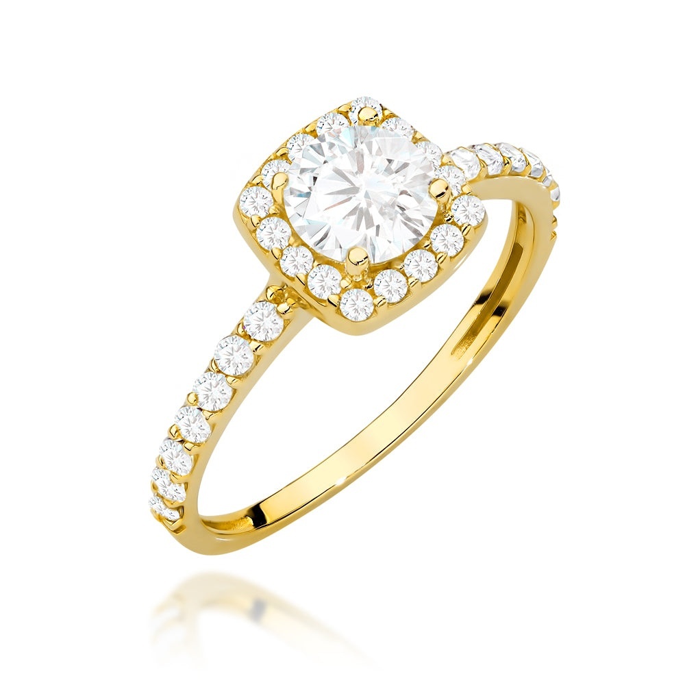 Inel Aur 14K cu Zirconiu Central în Pătrat - Eleganță Definită (Greutate: 1.90, Măsură: 15)