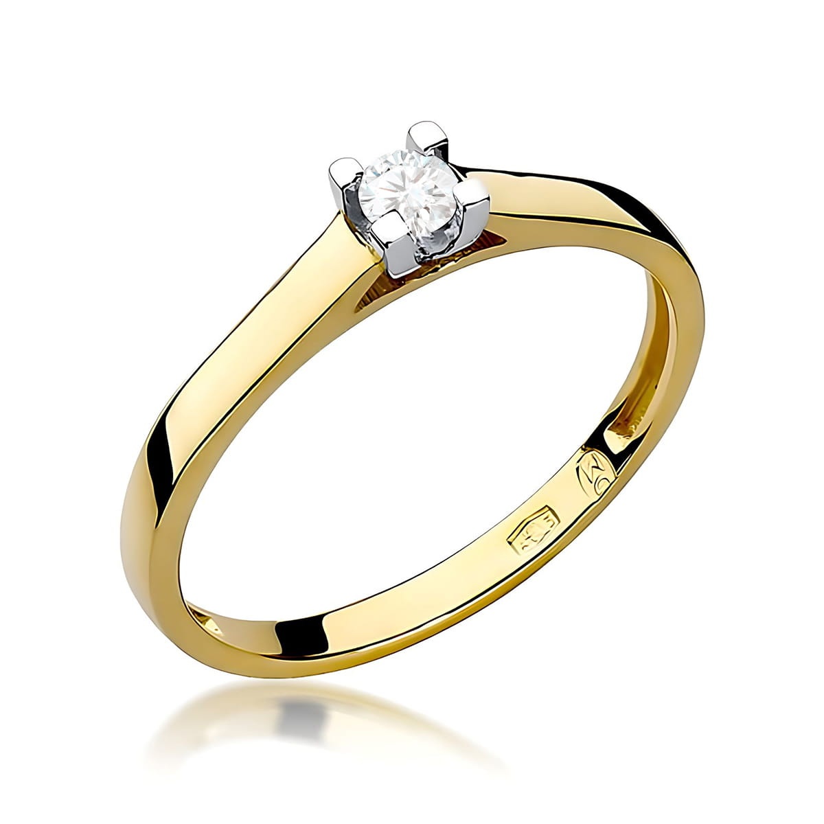 Inel Aur 9K cu Diamant de Laborator 0.10 ct (Varianta: Galben)