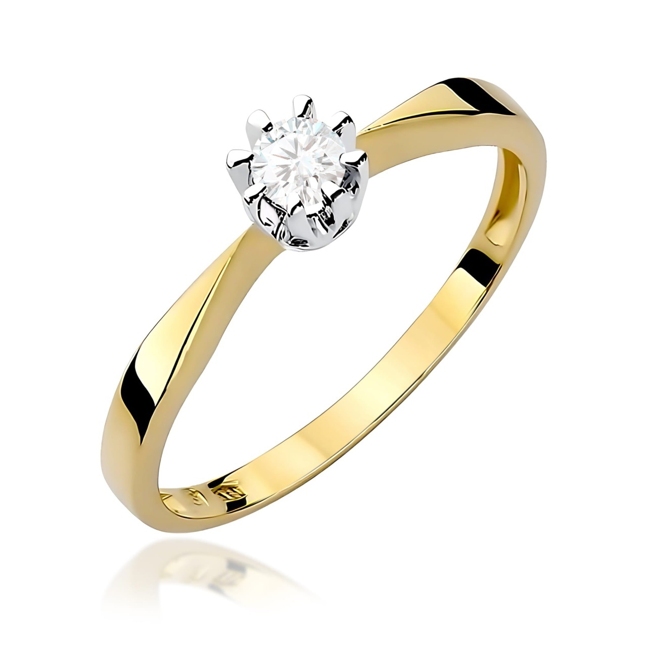 Inel Aur 9K cu Diamant de Laborator 0.15 ct (Varianta: Galben)
