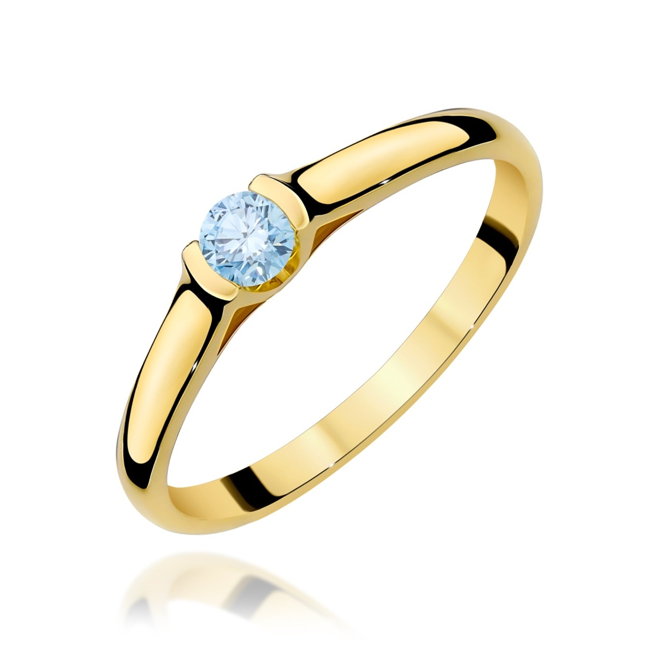 Inel Aur 9K cu Diamant de Laborator 0.15 ct (Varianta: Galben)