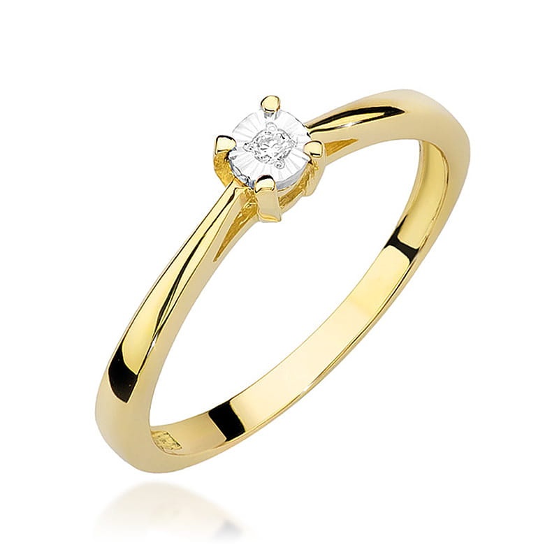 Inel Aur 9K cu Diamant Natural 0.02 ct (Varianta: Galben)