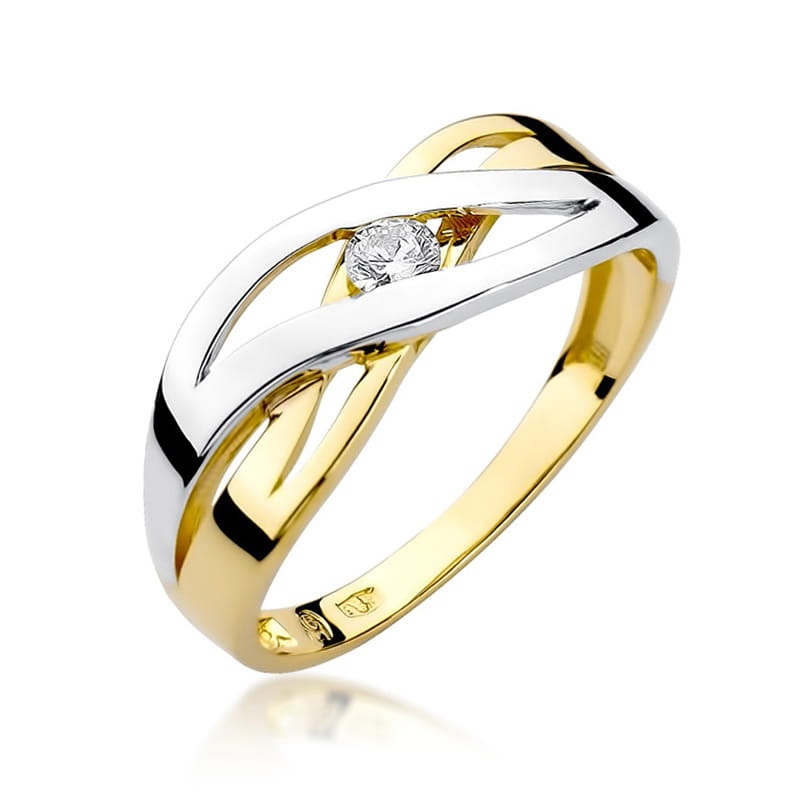 Inel Aur 9K cu Diamant Natural 0.10 ct (Varianta: Galben)