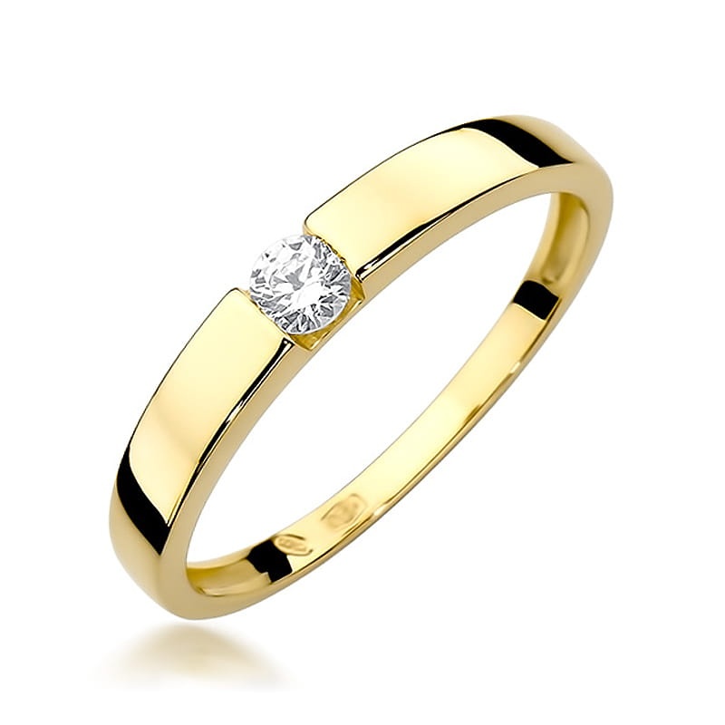 Inel Aur 9K cu Diamant Natural 0.12 ct (Varianta: Galben)