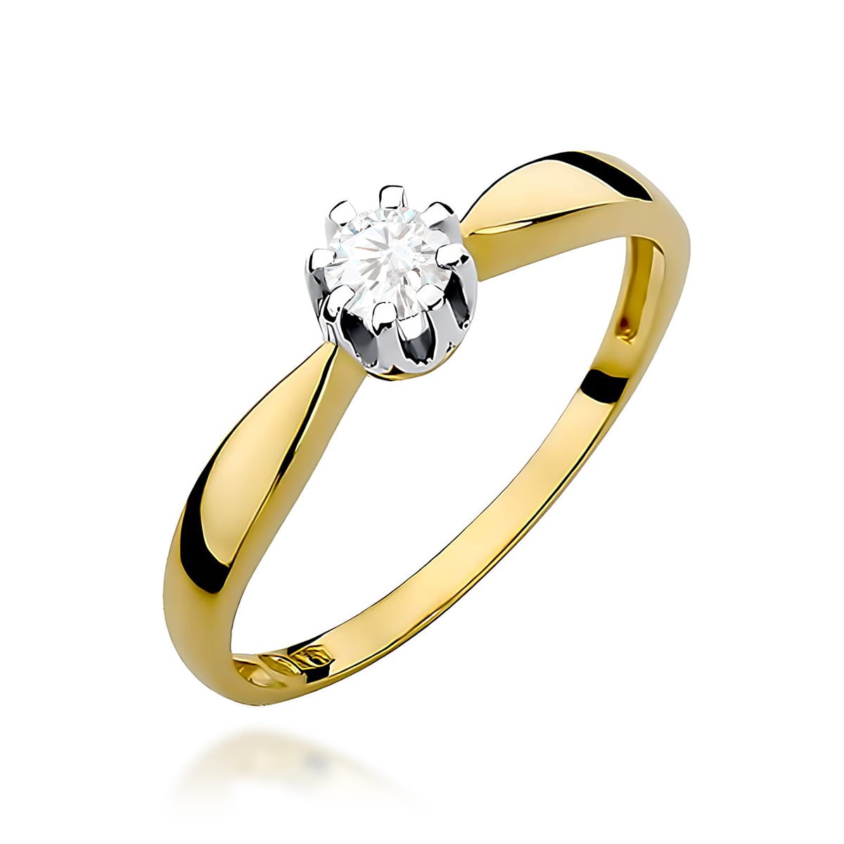 Inel Aur 9K cu Diamant Natural 0.20 ct (Varianta: Galben)
