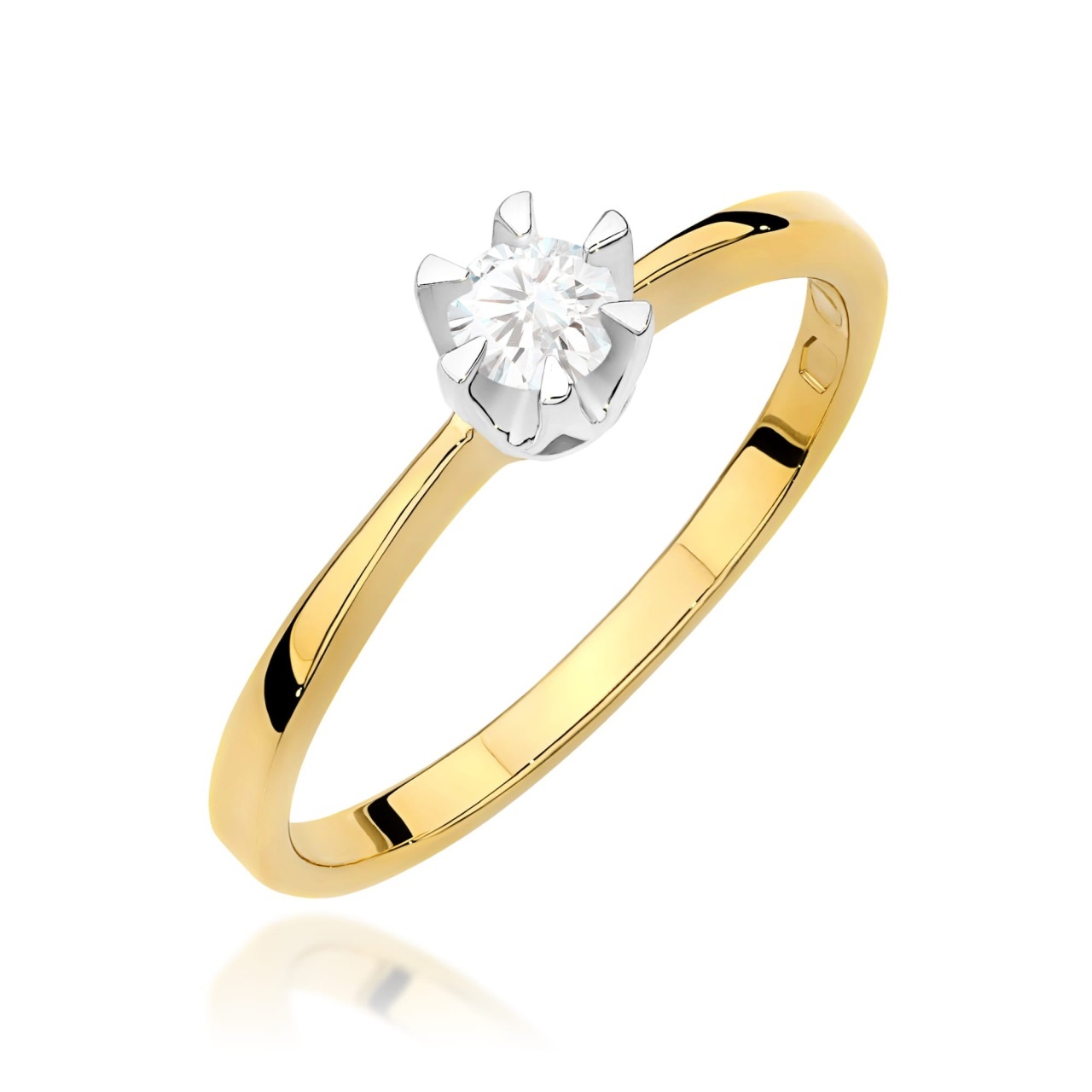 Inel Aur 9K cu Diamant Natural 0.20 ct (Varianta: Galben)