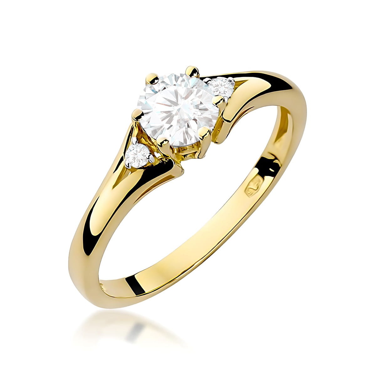 Inel Aur 9K cu Diamante de Laborator 0.53 ct (Varianta: Galben)