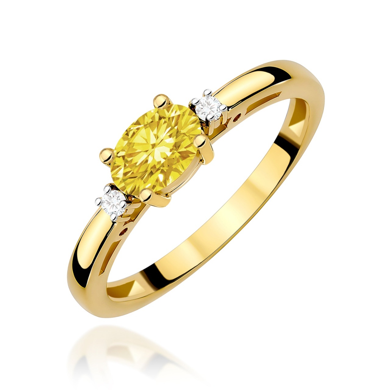 Inel Aur 9K cu Diamante de Laborator 0.53 ct (Varianta: Galben)