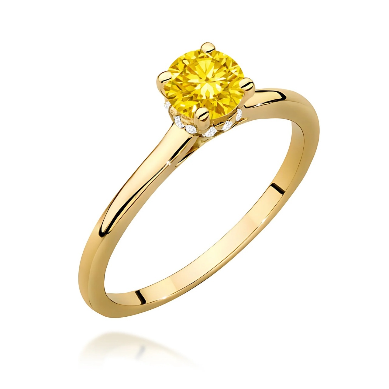 Inel Aur 9K cu Diamante Galbene de Laborator 0.56 ct (Varianta: Galben)