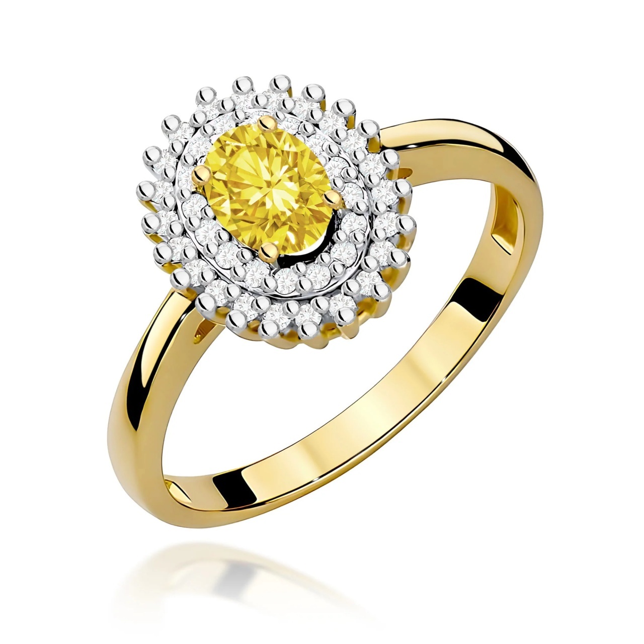 Inel Aur 9K cu Diamante Galbene de Laborator 0.70 ct (Varianta: Galben)