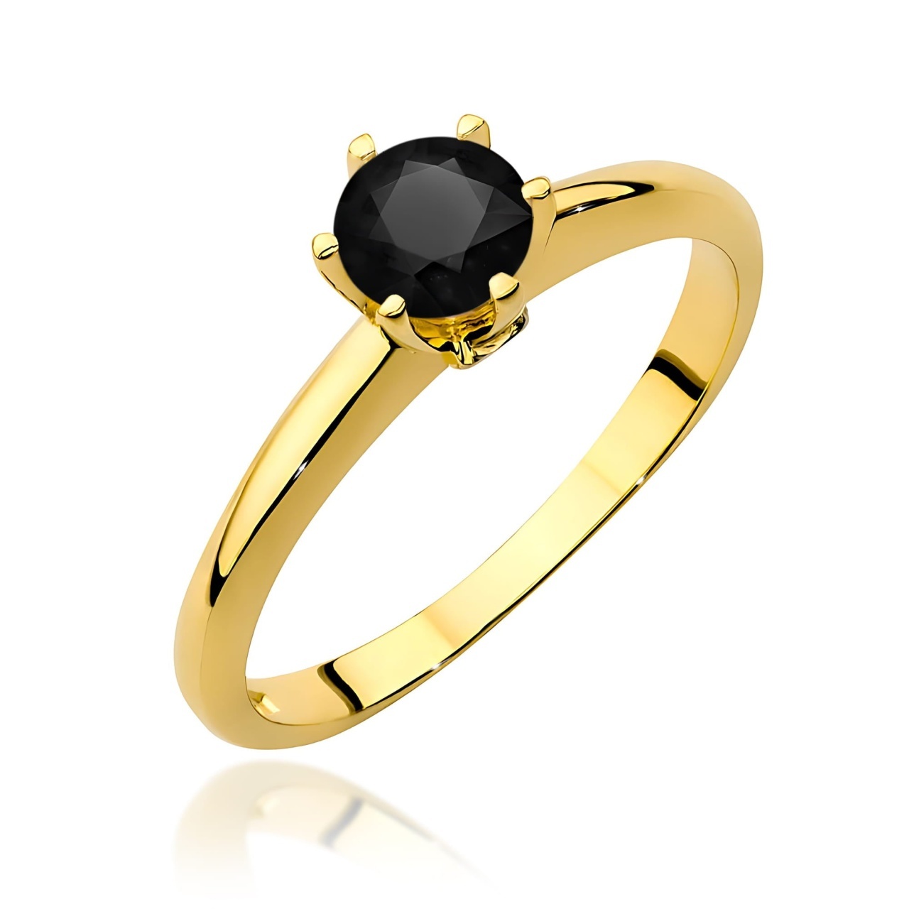 Inel Aur 9K cu Diamante Naturale Albe si Negre 0.54 ct (Varianta: Galben)