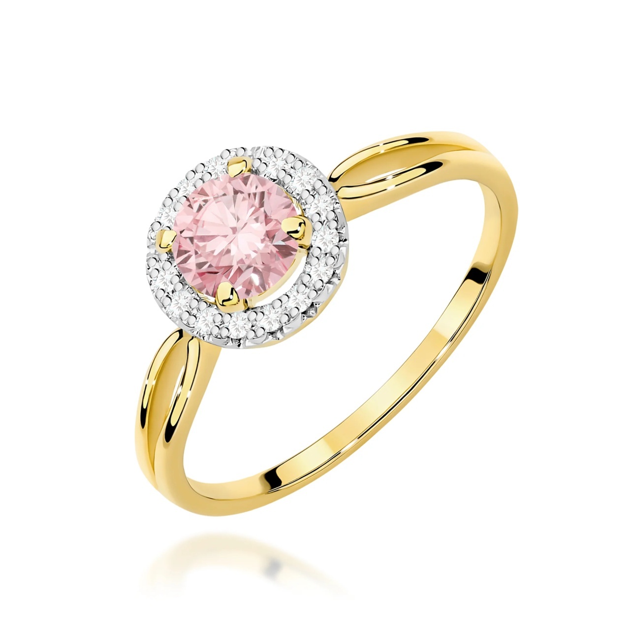 Inel Aur 9K cu Diamante Roz de Laborator 0.58 ct (Varianta: Galben)