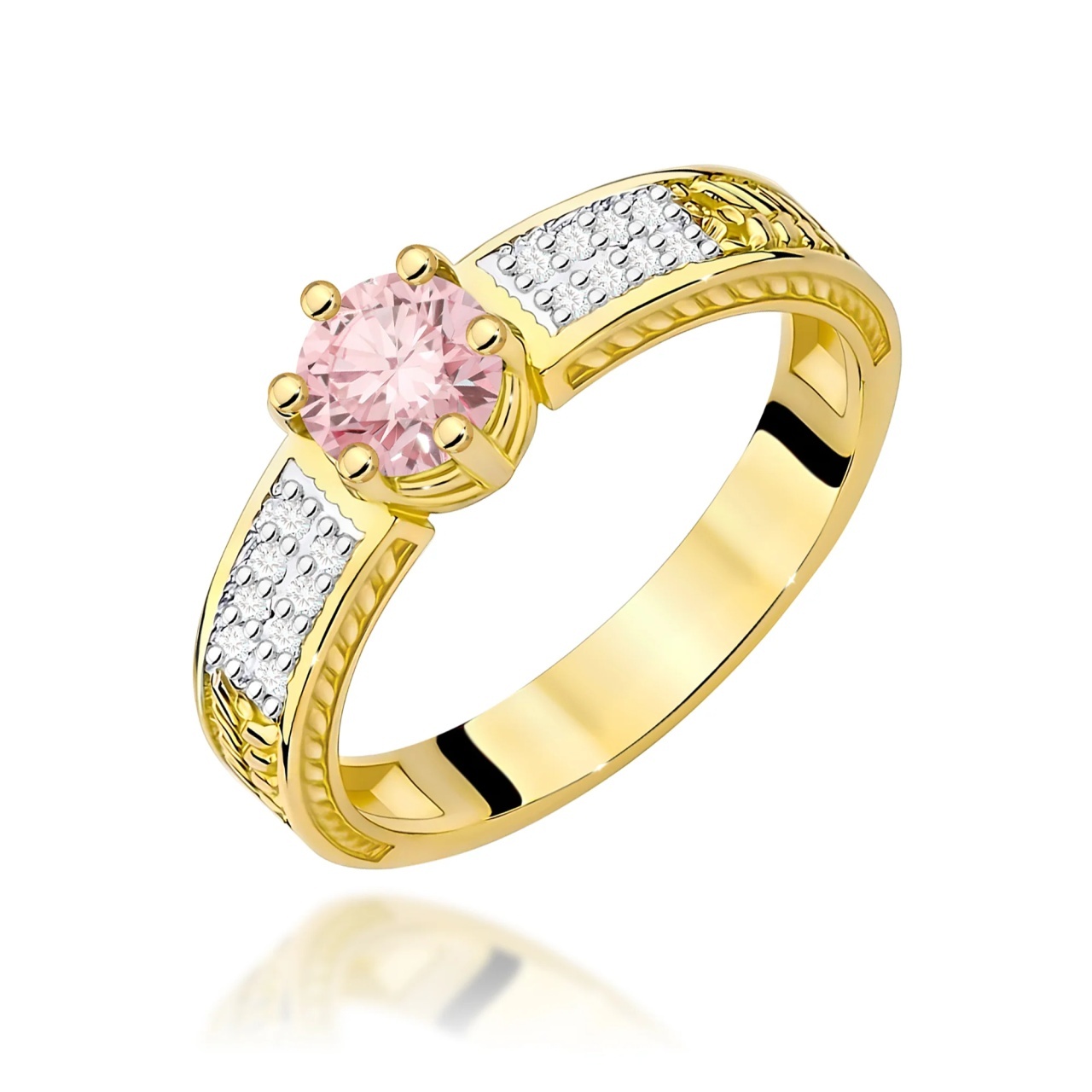 Inel Aur 9K cu Diamante Roz de Laborator 0.58 ct (Varianta: Galben)