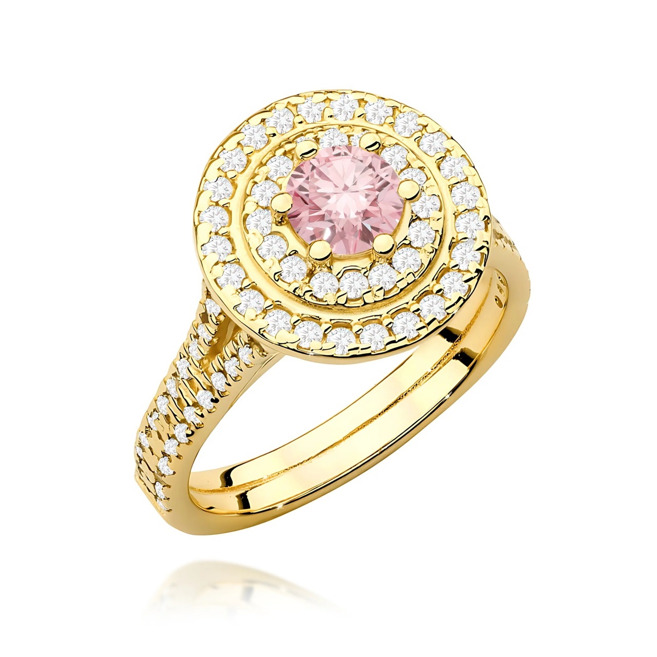 Inel Aur 9K cu Diamante Roz de Laborator 1.11 ct (Varianta: Galben)