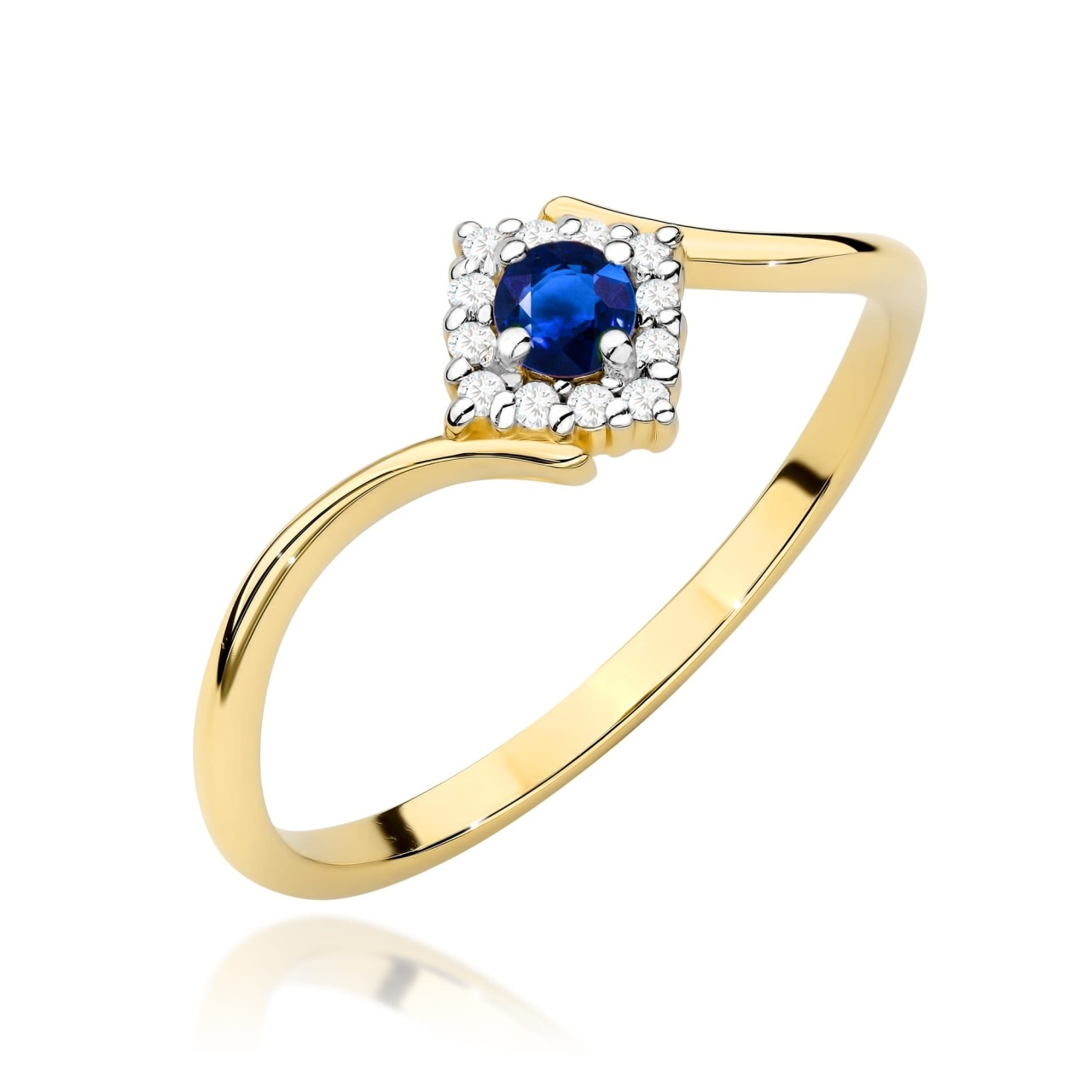 Inel Aur 9K cu Safir 0.15 ct si Diamante Naturale 0.06 ct (Varianta: Alb)