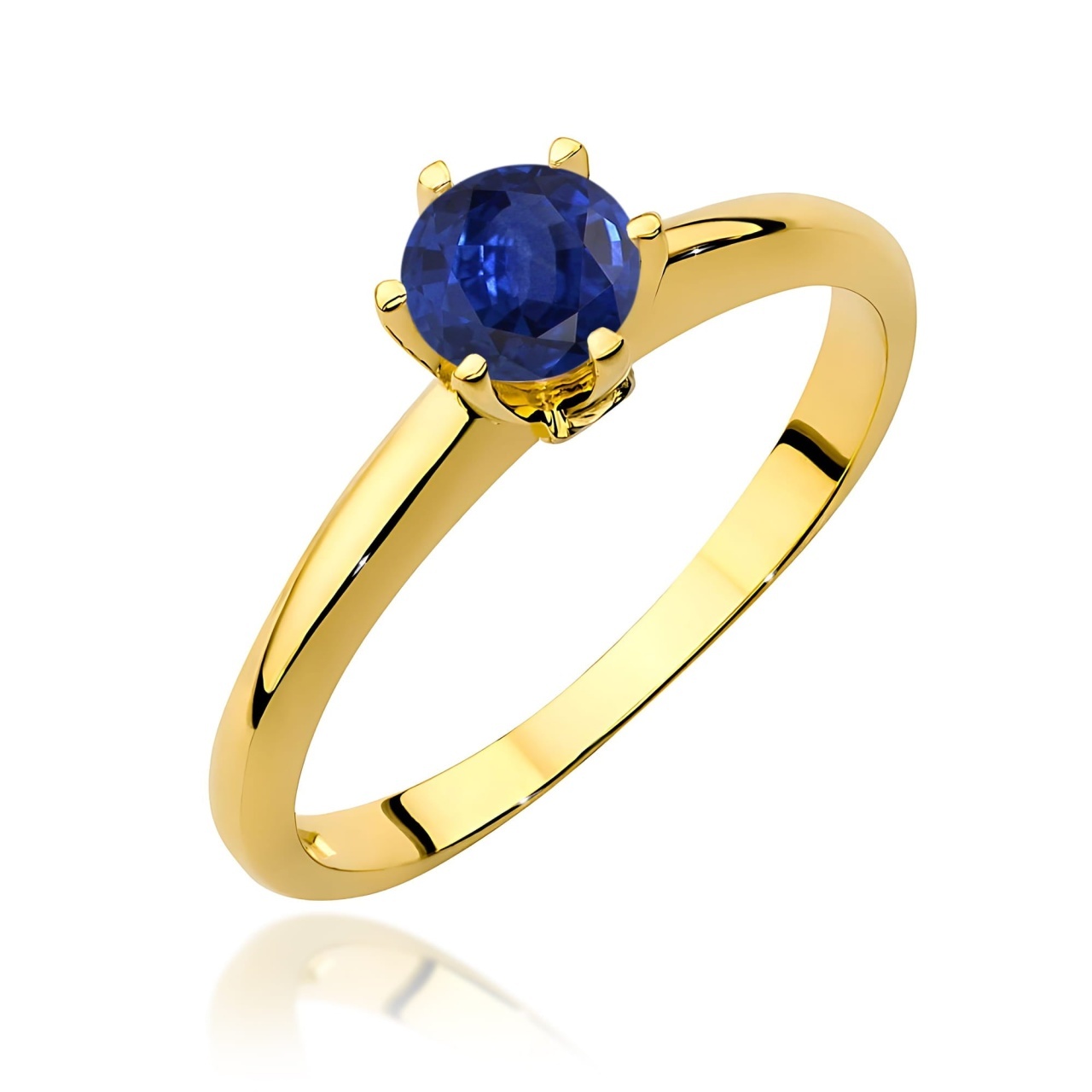 Inel Aur 9K cu Safir 0.50 ct si Diamante Naturale 0.04 ct (Varianta: Galben)