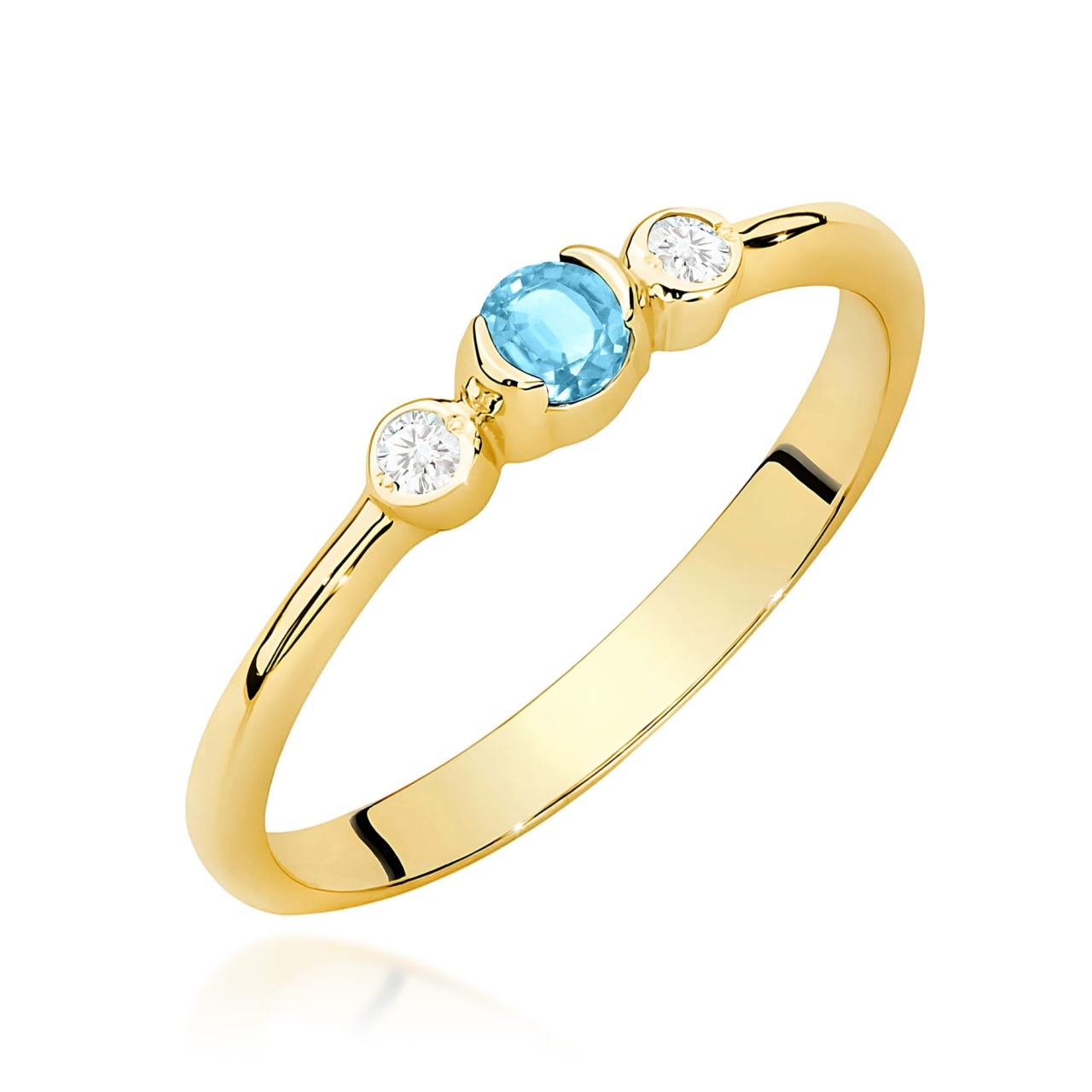 Inel Aur 9K cu Topaz Swiss 0.15 ct si Diamante Naturale 0.06 ct (Varianta: Galben)