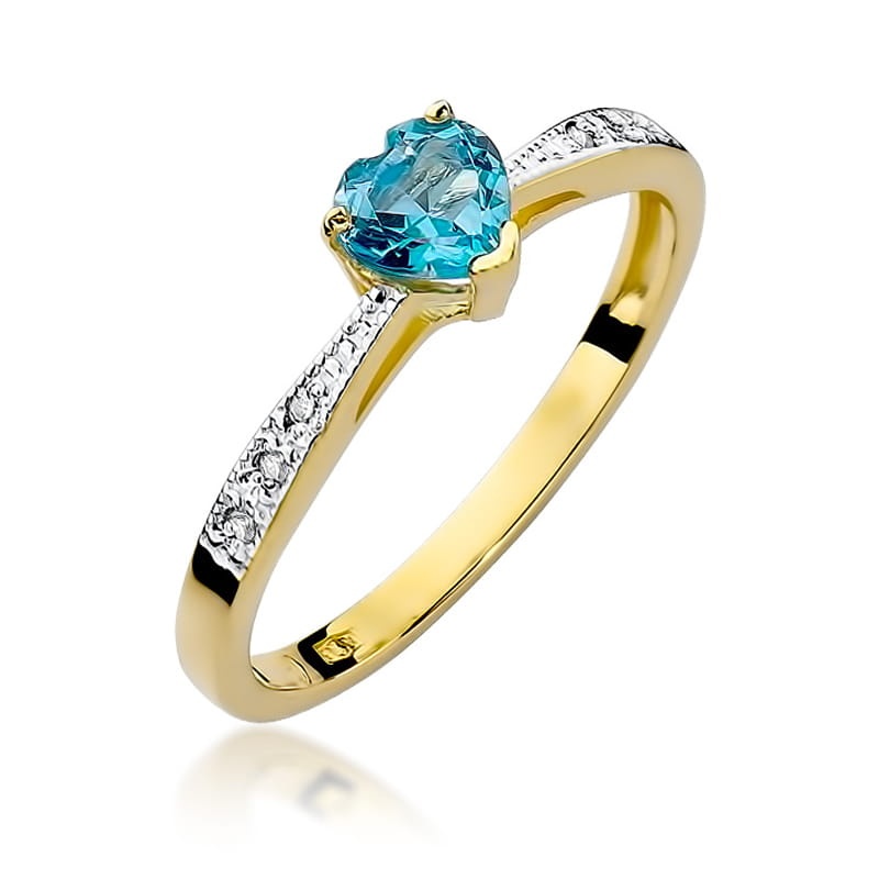 Inel Aur 9K cu Topaz Swiss 0.50 ct si Diamante Naturale 0.03 ct (Varianta: Galben)